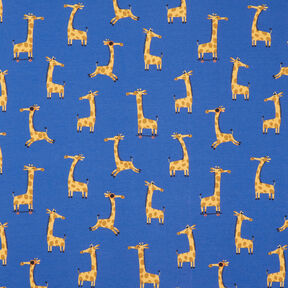 Dżersej bawełniany sportowe żyrafy – błękit królewski, 