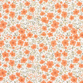 Tkanin dekoracyjna Satyna bawełniana łączka – brzoskwiniowopomarańczowy/biel, 