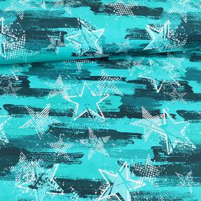 Dzianina dresowa pętelkowa French Terry Odmiany gwiazd | Glitzerpüppi – błękit morski, 