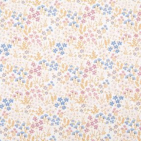 Bawełna powlekana kolorowa łąka kwietna – biel/pastelowy fiolet, 
