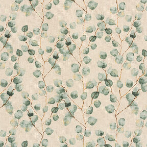 Tkanina dekoracyjna half panama, mini eukaliptus – zieleń trzcinowa/naturalny, 