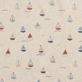 Tkanin dekoracyjna Half panama rejs łodzią – naturalny/błękit, 
