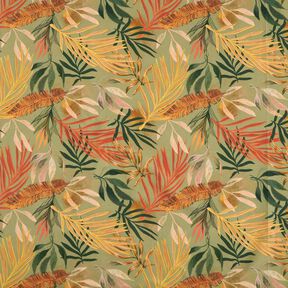 Tkanin dekoracyjna Half panama cyfrowe liście palmowe – jasny khaki, 