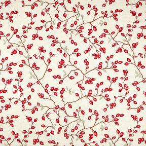 Tkanin dekoracyjna Gobelin dzikie róże – jasnobeżowy/czerwień, 