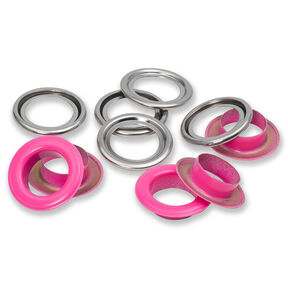 Oczka z podkładkami [15 sztuk | Ø 14 mm] | Prym – pink/srebrny metaliczny, 