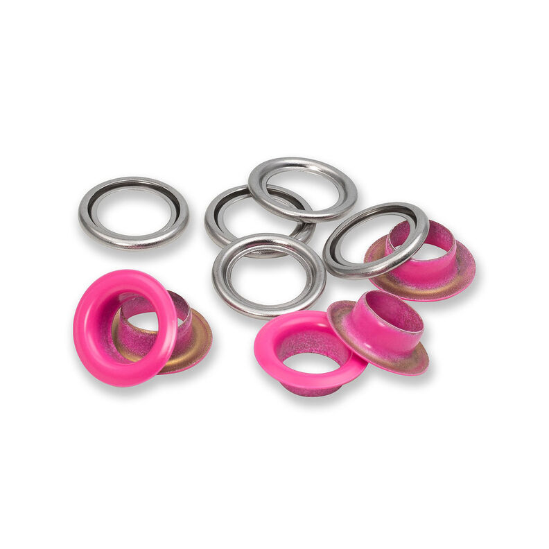 Oczka z podkładkami [20 sztuk | Ø 11 mm] | Prym – pink/srebrny metaliczny,  image number 1