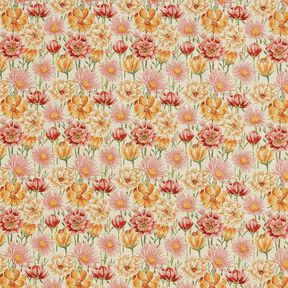 Tkanin dekoracyjna Gobelin polne kwiaty – jasnobeżowy/czerwień karminowa, 