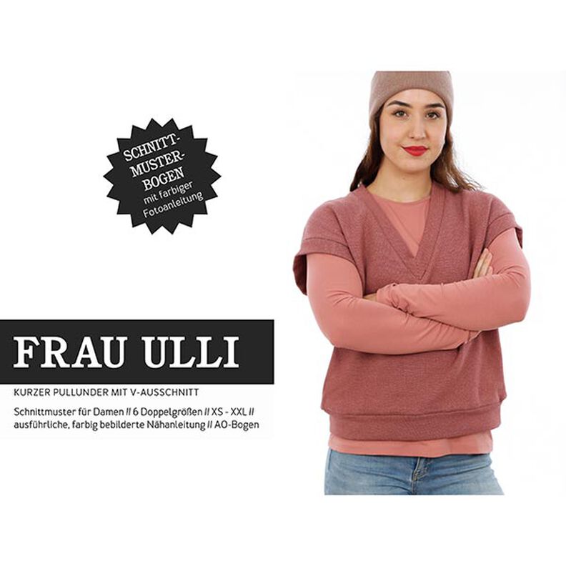 FRAU ULLI – krótka kamizelka z dekoltem w szpic, Studio Schnittreif | XS - XXL,  image number 1