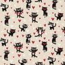 Tkanin dekoracyjna Half panama zakochane koty – naturalny/czerwień,  thumbnail number 1