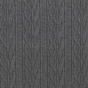 Dżersej żakardowy Mieszanka bawełny w zdobione paski – ciemnoszary, 