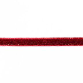 Taśma aksamitna Metaliczny [10 mm] – czerwień karminowa, 