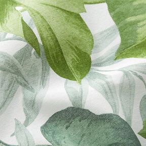 Tkanina dekoracyjna płótno duże liście monstery – biel/trawiasta zieleń, 