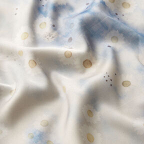 Satyna strecz w stokrotki, batik – naturalny/jasnoniebieski, 