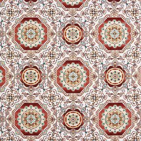 Tkanin dekoracyjna Gobelin orientalna mandala – czerwień karminowa/kość słoniowa, 