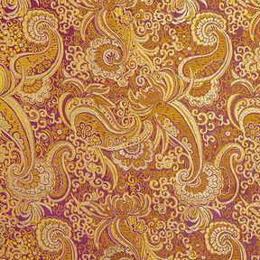 Żakard odzieżowy metaliczny wzór Paisley – lilia/złoto, 