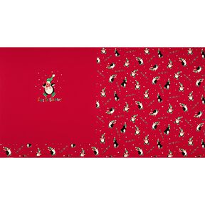Panel Dzianina dresowa pętelkowa French Terry pingwin w śniegu – czerwień, 