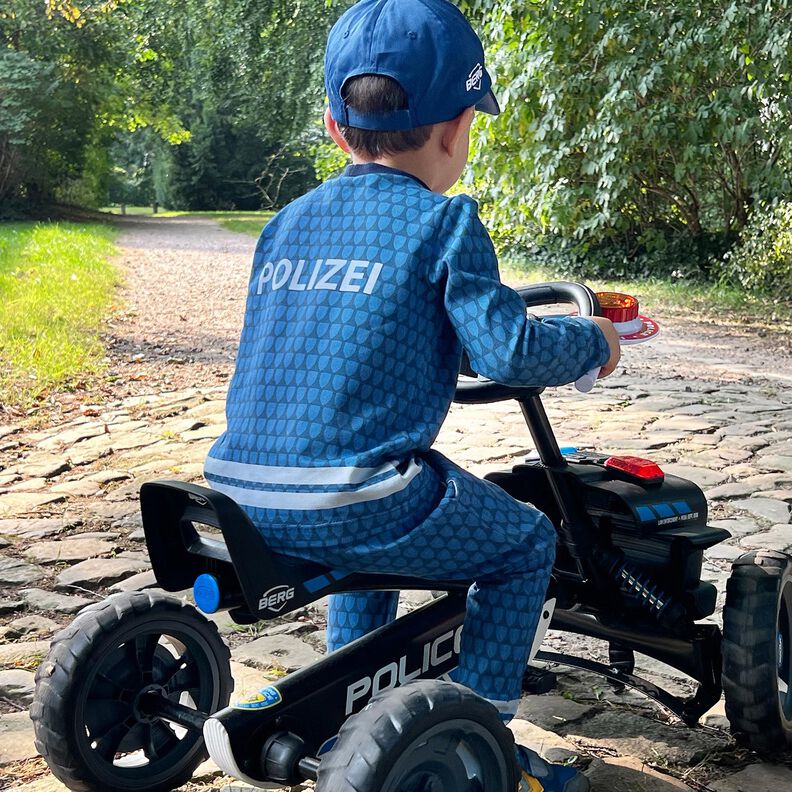 Dzianina dresowa pętelkowa French Terry Tkanina z bordiurą – Zostań policjantem – dżins/srebrnoszary,  image number 7