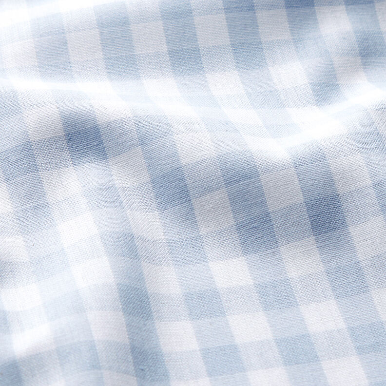 Tkanina bawełniana Kratka Vichy 1 cm – jasnoniebieski jeans/biel,  image number 2