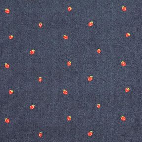 Dżersej bawełniany truskawki o wyglądzie dżinsu nadruk cyfrowy – szary błękit/ognista czerwień, 