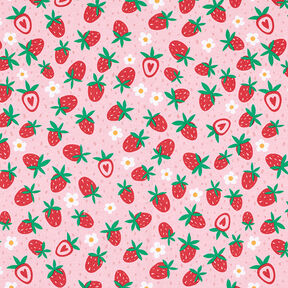 Dżersej bawełniany Słodkie truskawki | PETIT CITRON – róż, 