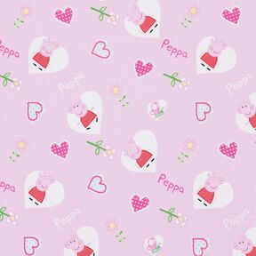 Popelina bawełniana Peppa serca Tkanina na licencji | ABC Ltd – pastelowy fiolet, 