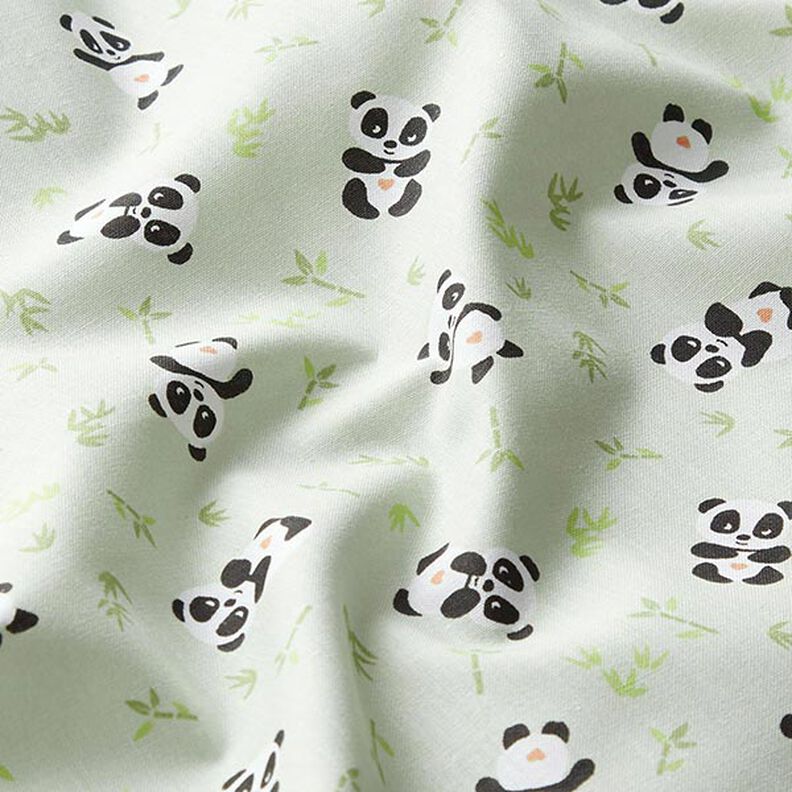 Tkanina bawełniana Kreton przytulanka panda – zieleń,  image number 2
