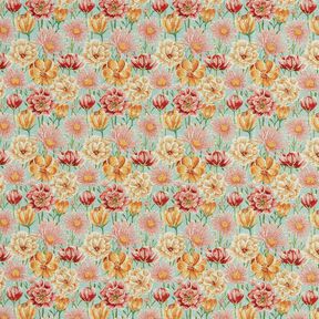 Tkanin dekoracyjna Gobelin polne kwiaty – eukaliptusowy/słoneczna żółć, 