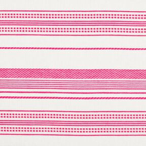 Tkanina bawełniana haftowana w paski – mleczna biel/pink, 