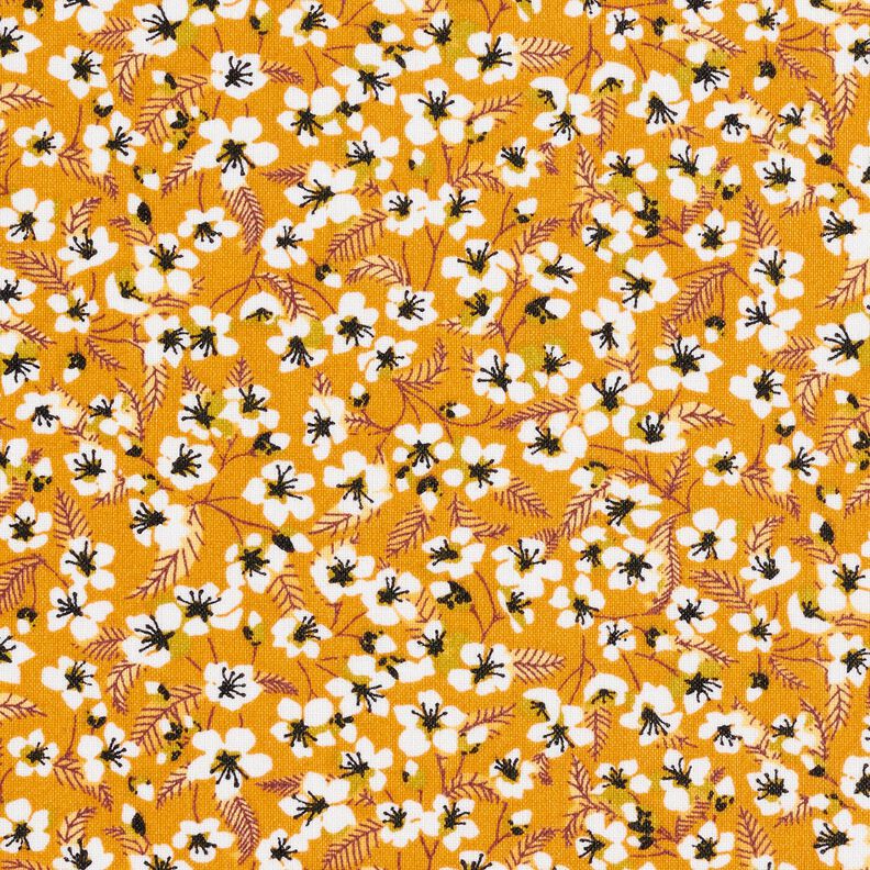 Bawełna powlekana kwiatostany – żółty curry/biel,  image number 1