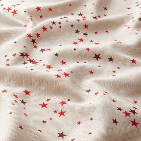 Tkanin dekoracyjna Half panama świąteczne gwiazdy – beż/ciemnoczerwony, 