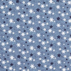 Dzianina dresowa drapana śnieżynki i gwiazdki nadruk cyfrowy – szary błękit, 